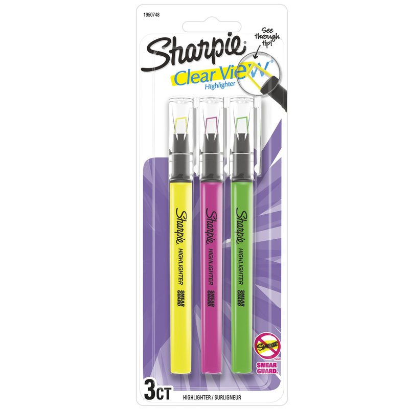 Sharpie Clear View Highlighter Stick, Chisel Point, Assorted Colors, Pack Of 3 MPN:1950748
