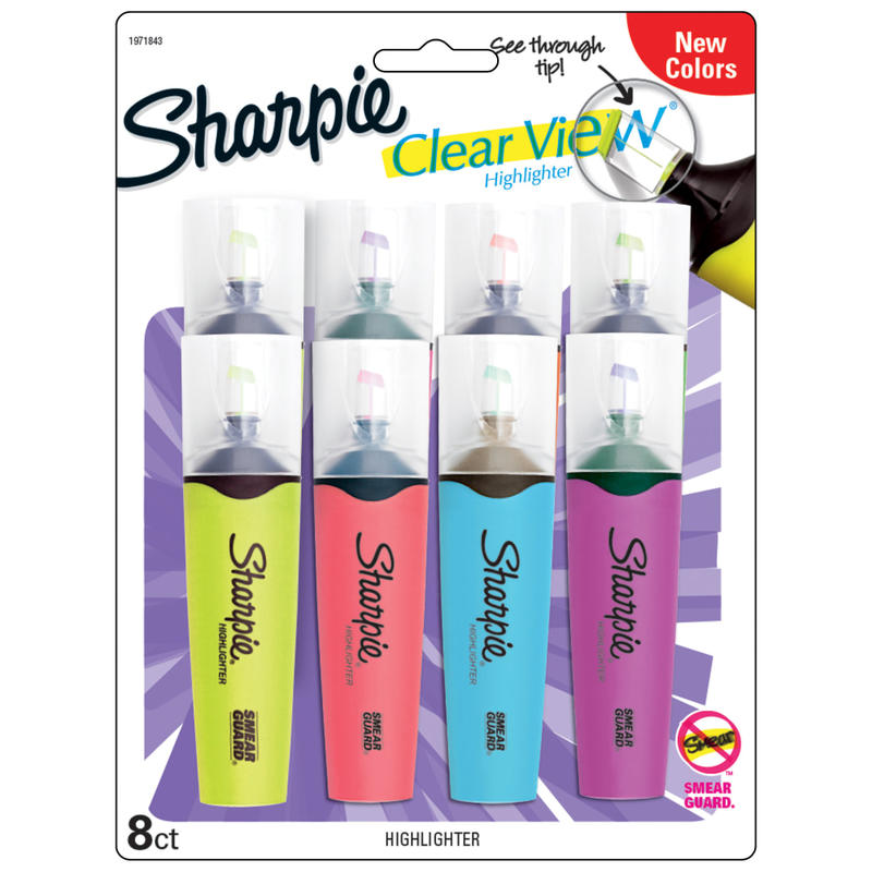 Sharpie Highlighter, Clear View Highlighter with See-Through Chisel Tip, Tank Highlighter, Assorted, 8 Count MPN:1971843