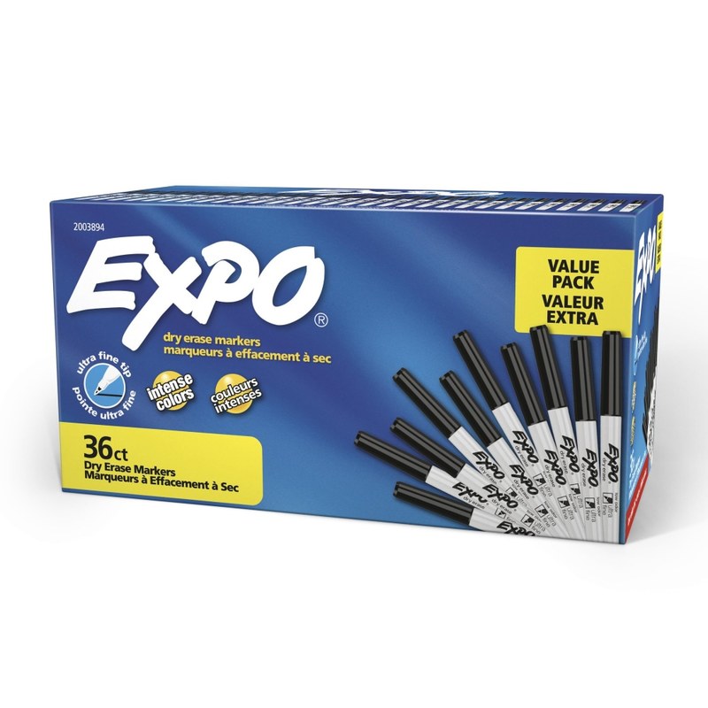 EXPO Low-Odor Ultra-Fine Tip Dry-Erase Markers, Black, Pack Of 36 (Min Order Qty 2) MPN:2003894