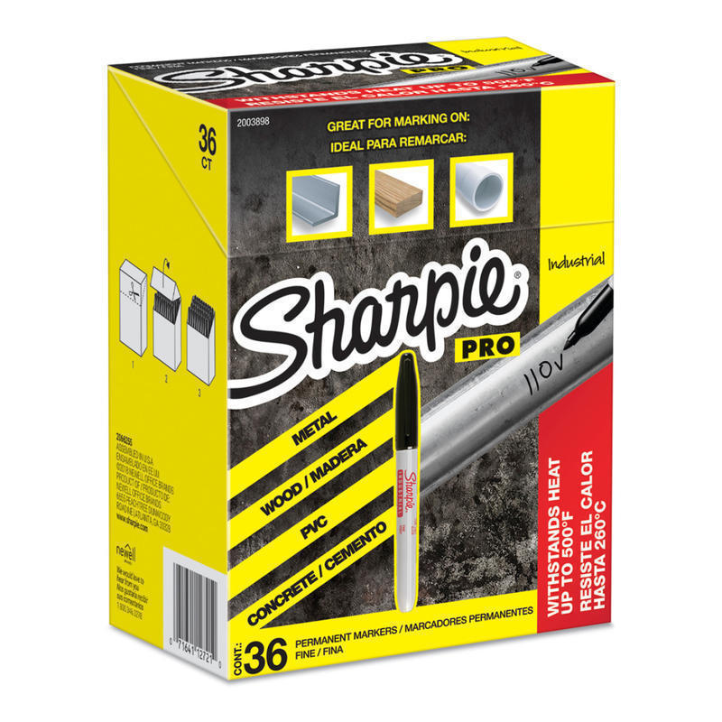 Sharpie Industrial Permanent Markers, Fine Tip, Black, Pack Of 36 MPN:2003898
