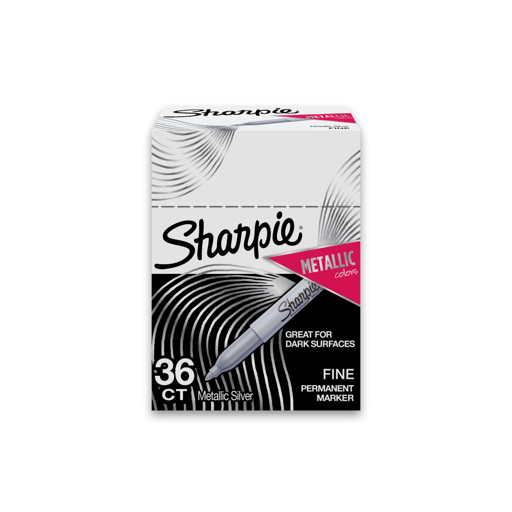 Sharpie Metallic Permanent Markers, Fine Point, Metallic Silver, Pack Of 36 MPN:2003899