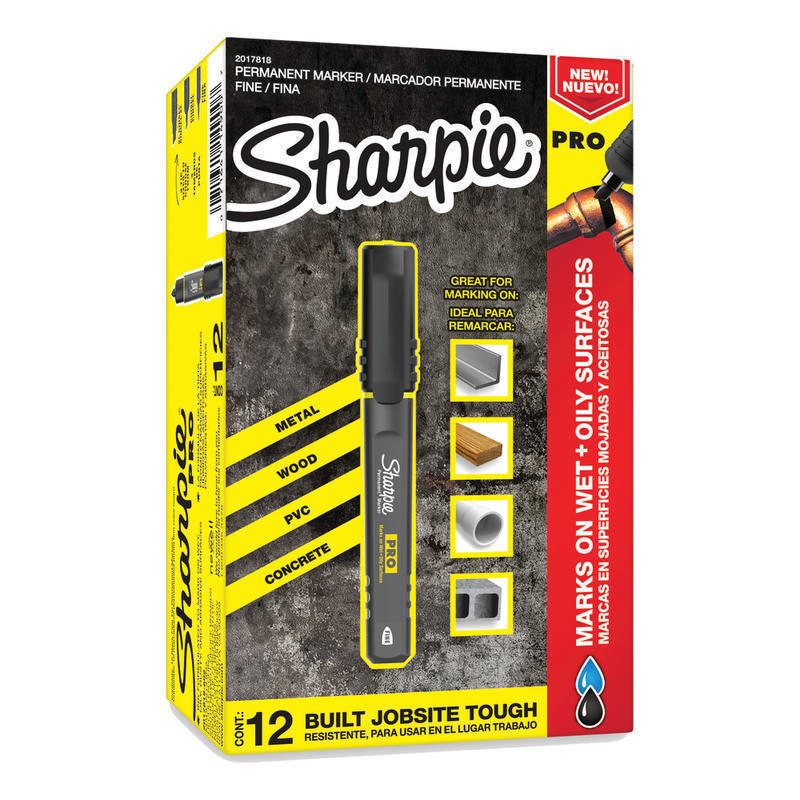 Sharpie PRO Permanent Markers, Fine Point, Black/Gray Barrel, Black Ink, Pack Of 12 Markers MPN:2017818