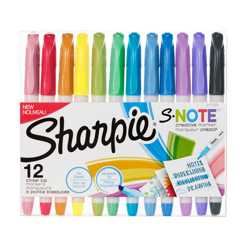 Sharpie S-Note Highlighters, Chisel Tip, Assorted Colors, Pack Of 12 Highlighters MPN:2117329