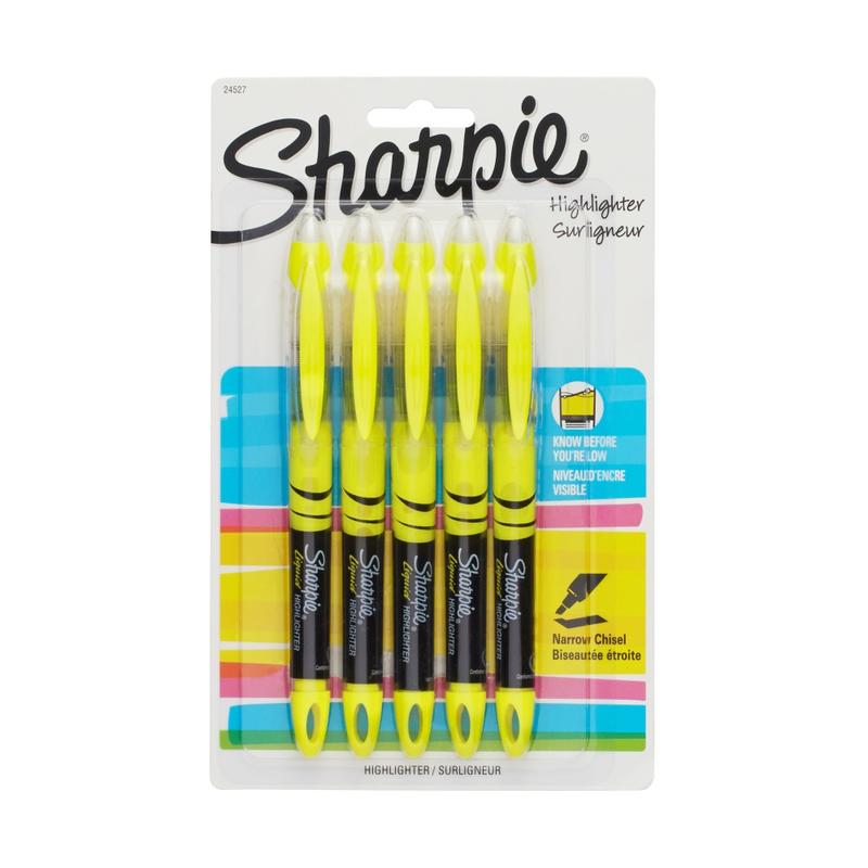 Sharpie Accent Liquid Highlighters, Yellow, Pack Of 5 MPN:24527
