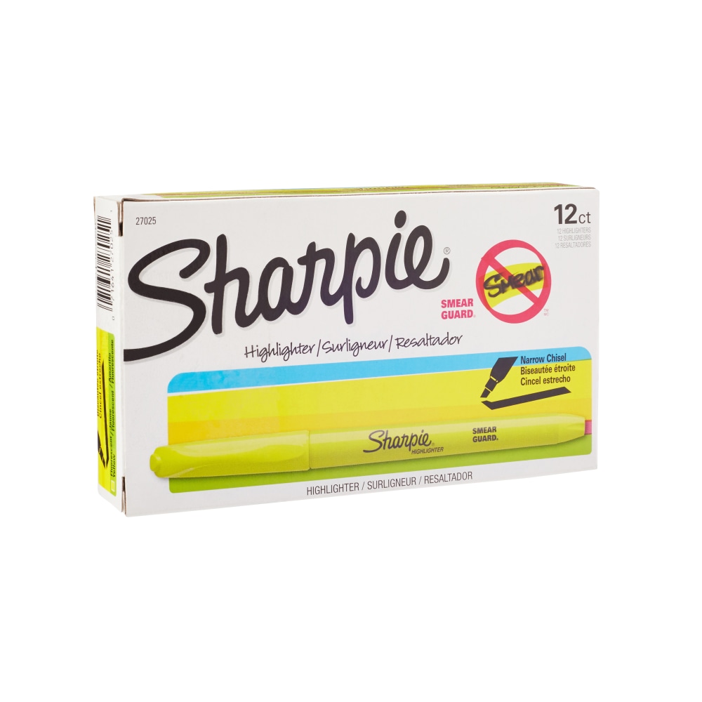 Sharpie Accent Pocket Highlighters, Fluorescent Yellow, Box Of 12 MPN:27025