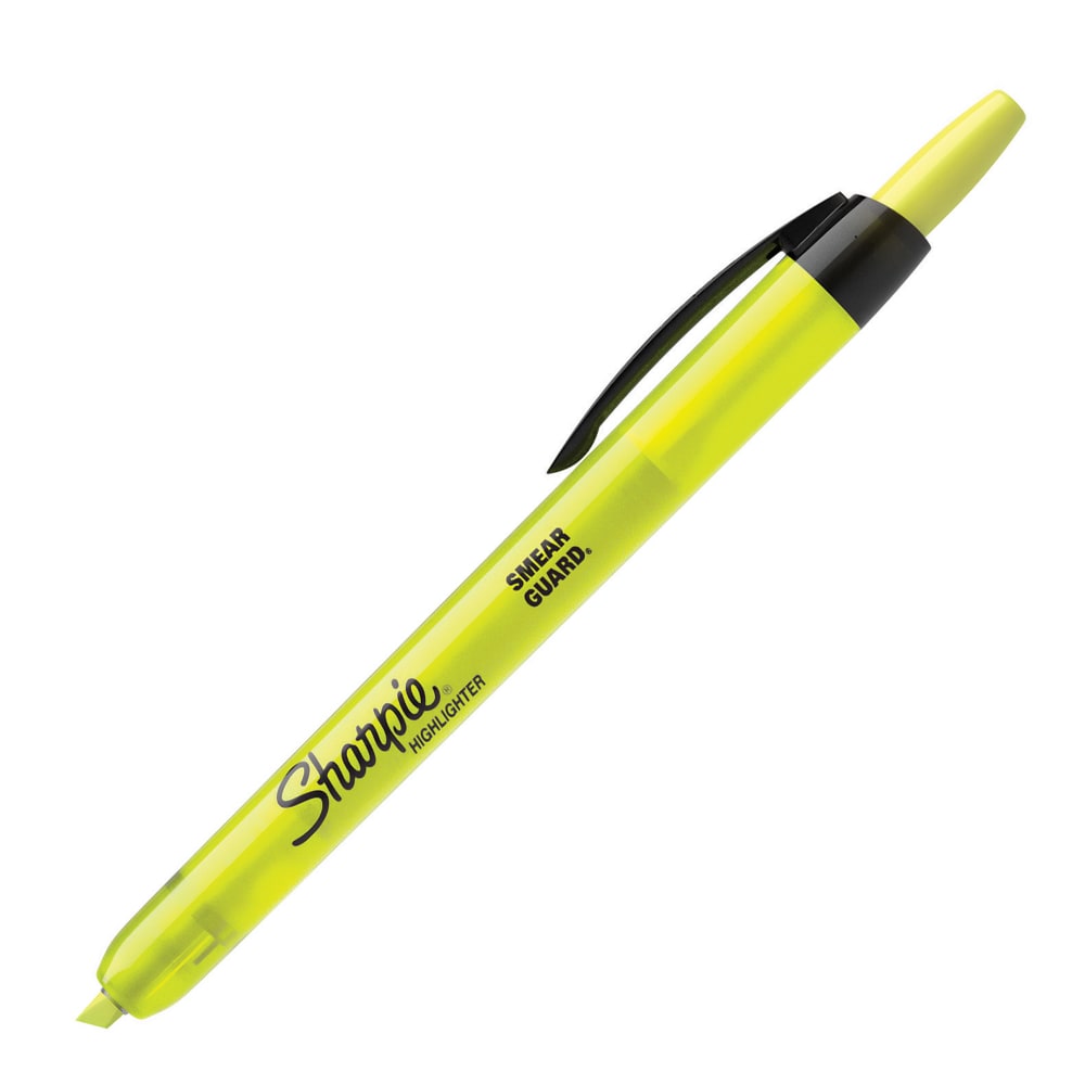 Sharpie Retractable Highlighters, Fluorescent Yellow, Pack Of 12 MPN:28025