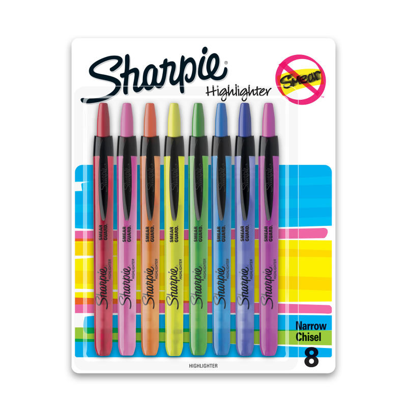 Sharpie Retractable Highlighters, Chisel Tip, Assorted, 8 Count MPN:28101