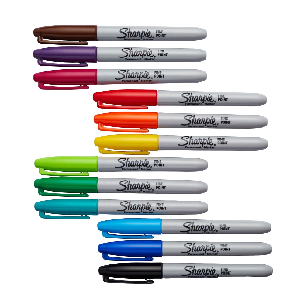 Sharpie Permanent Fine-Point Markers, Assorted Colors, Pack Of 12 MPN:30072