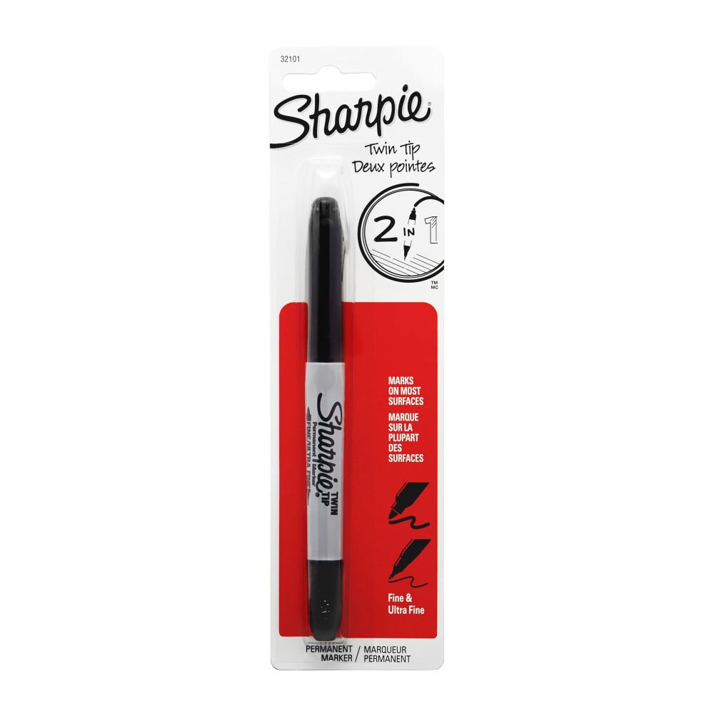 Sharpie Twin-Tip Marker - Fine and Ultra Fine Marker Point - Black Alcohol Based Ink MPN:32101