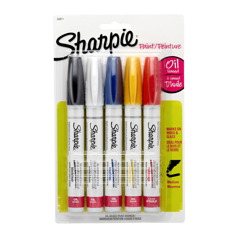 Sharpie Paint Markers, Medium Point, Assorted Colors, Pack Of 5 Markers MPN:34971