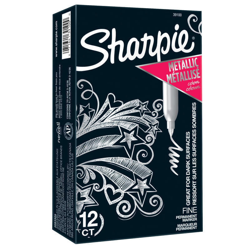 Sharpie Metallic Permanent Markers, Fine Point, Silver, 12 Count MPN:39100