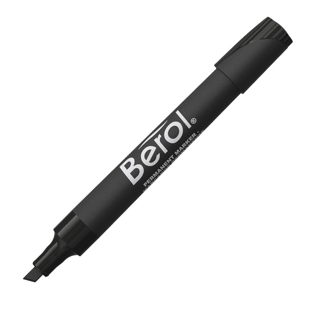 Faber Castell Berol By Eberhard Faber 3000 Chisel Tip Permanent Markers, Black, Pack Of 12 MPN:64291