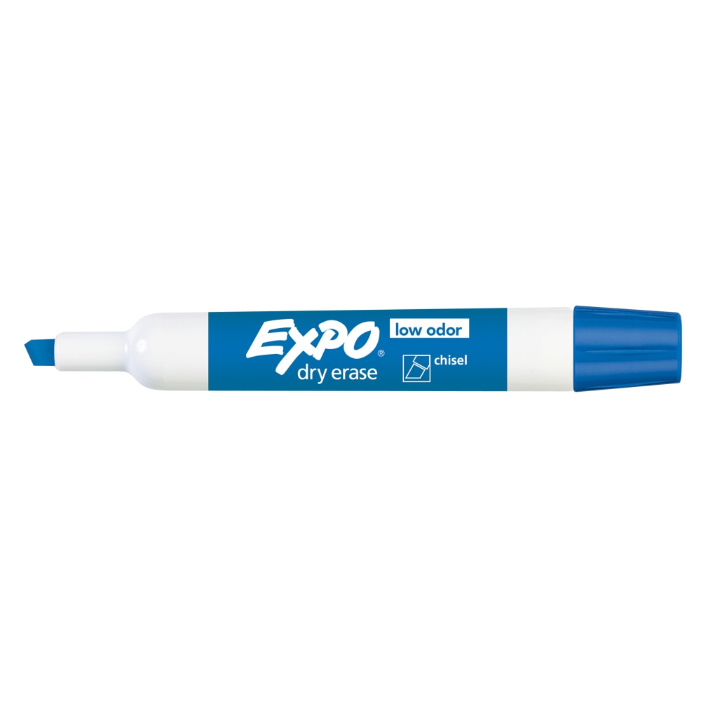EXPO Low-Odor Dry-Erase Markers, Chisel Point, Blue, Pack Of 12 MPN:80003
