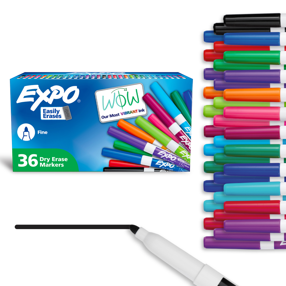 EXPO Dry Erase Markers, Whiteboard Markers with Low Odor Ink, Fine Tip, Assorted Vibrant Colors, 36 Count MPN:SAN2138424