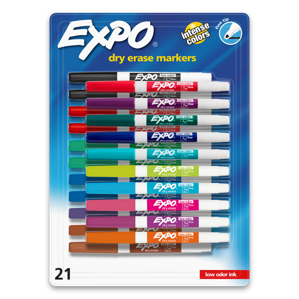 Expo Dry-Erase Markers, Fine Tip, Assorted Colors, Pack Of 21 Markers MPN:SAN2138429