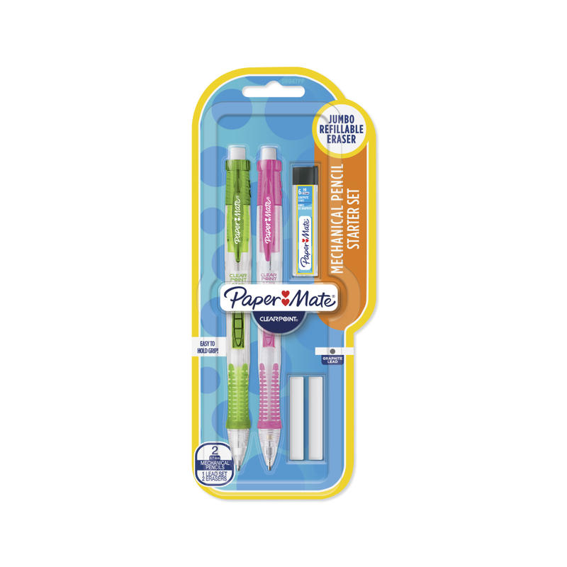 Paper Mate Clearpoint Mechanical Pencil, 0.7mm, #2 Lead, Assorted Barrel Colors, Pack Of 2 MPN:56047