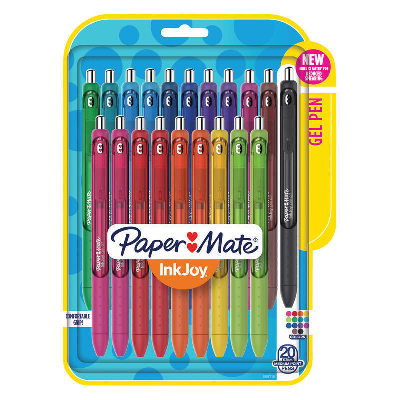 Paper Mate InkJoy Gel Pens, Medium Point, 0.7 mm, Assorted Colors, Pack Of 20 MPN:1951718