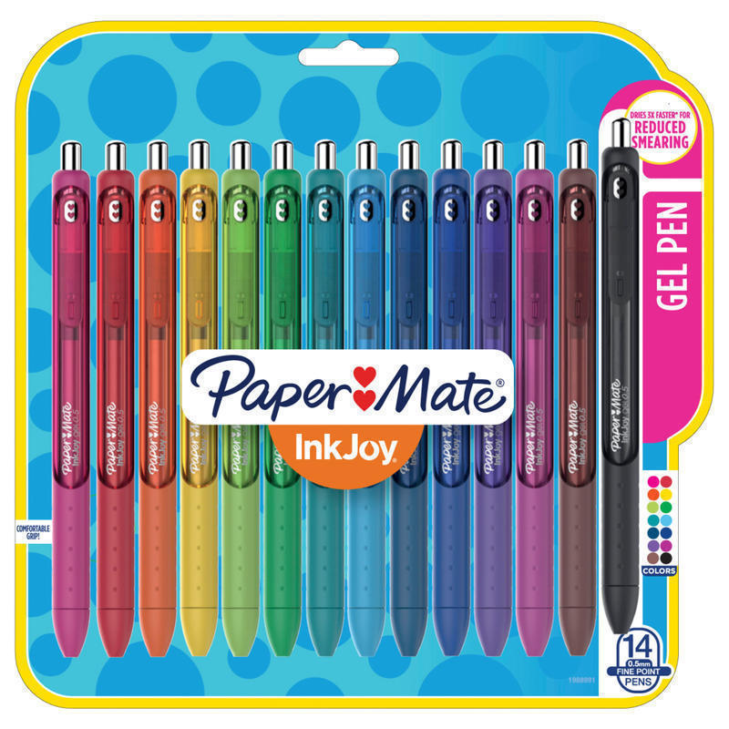 Paper Mate InkJoy Retractable Gel Pens, Fine Point, 0.5 mm, Assorted Colors, Pack Of 14 Pens MPN:1988991