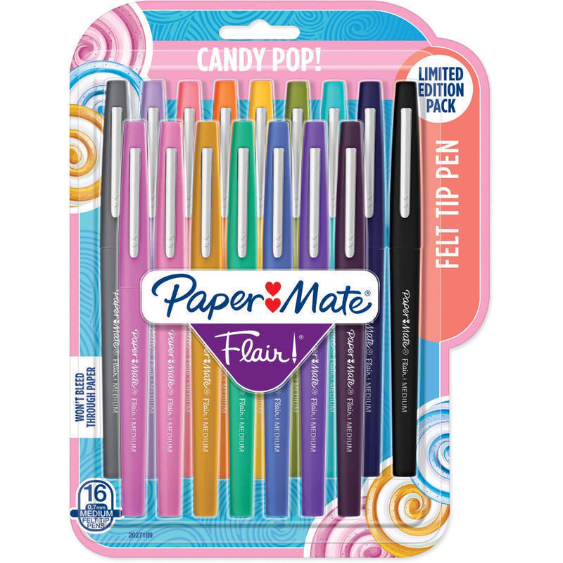 Paper Mate Flair Candy Pop Pack Felt Tip Pens - Water Based - Felt Tip - 16 / Pack MPN:2027189