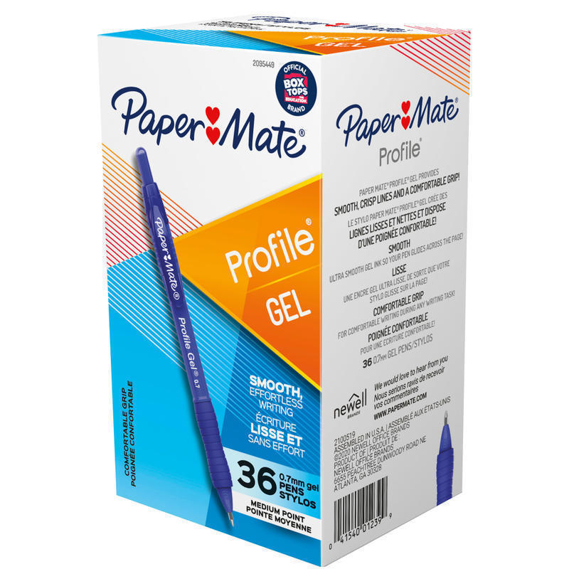 Paper Mate Gel Pen, Profile Retractable Pen, 0.7mm, Blue, 36 Count MPN:2095449