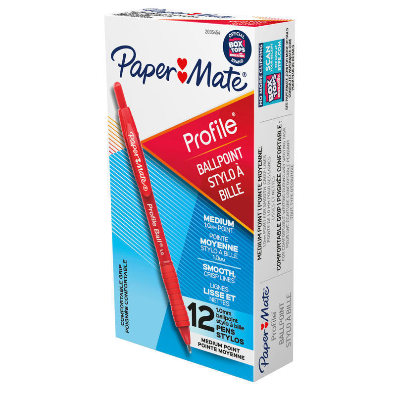 Paper Mate Ballpoint Pen, Profile Retractable Pen, Medium Point (1.0mm), Red, 12 Count MPN:2095454