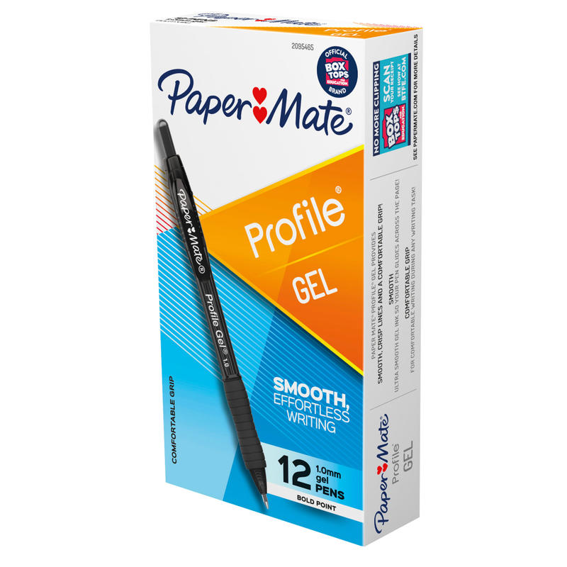 Paper Mate Gel Pen, Profile Retractable Pen, 1.0mm, Black, 12 Count MPN:2095465