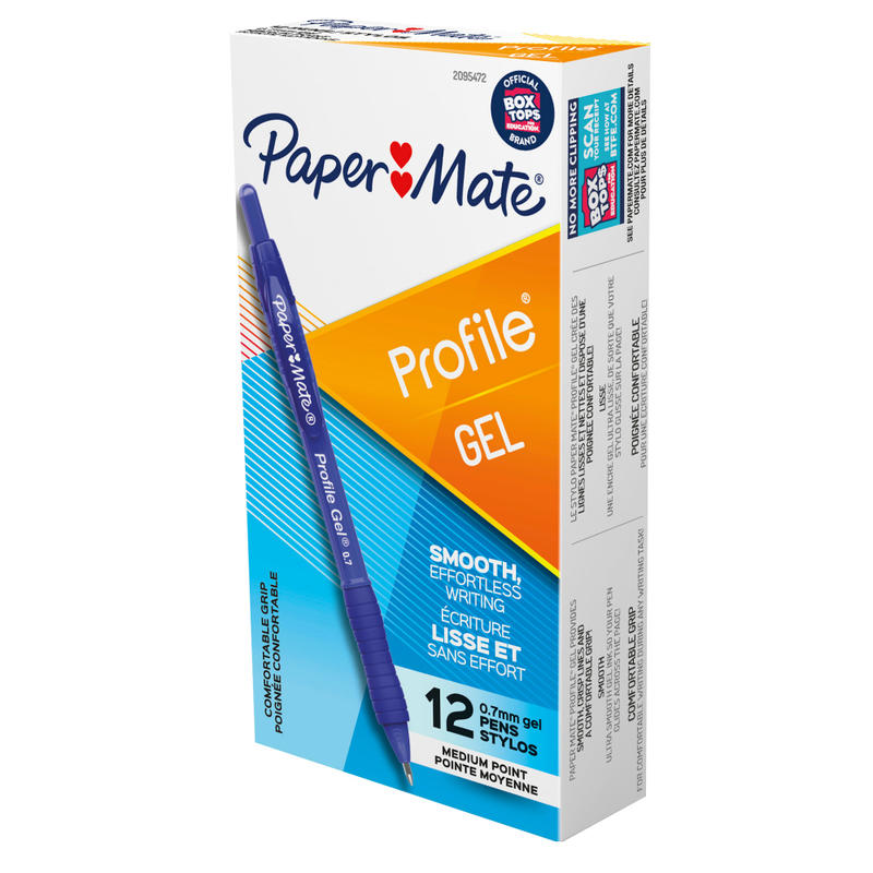 Paper Mate Gel Pen, Profile Retractable Pen, 0.7mm, Blue, 12 Count MPN:2095472