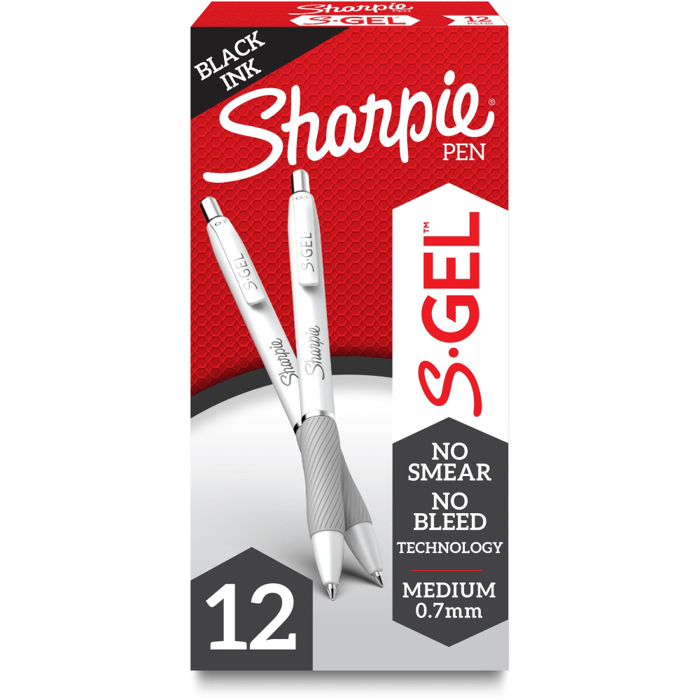 Sharpie S-Gel Pen - Black Ink - Gel-based - White Barrel - 1 Dozen MPN:2126236