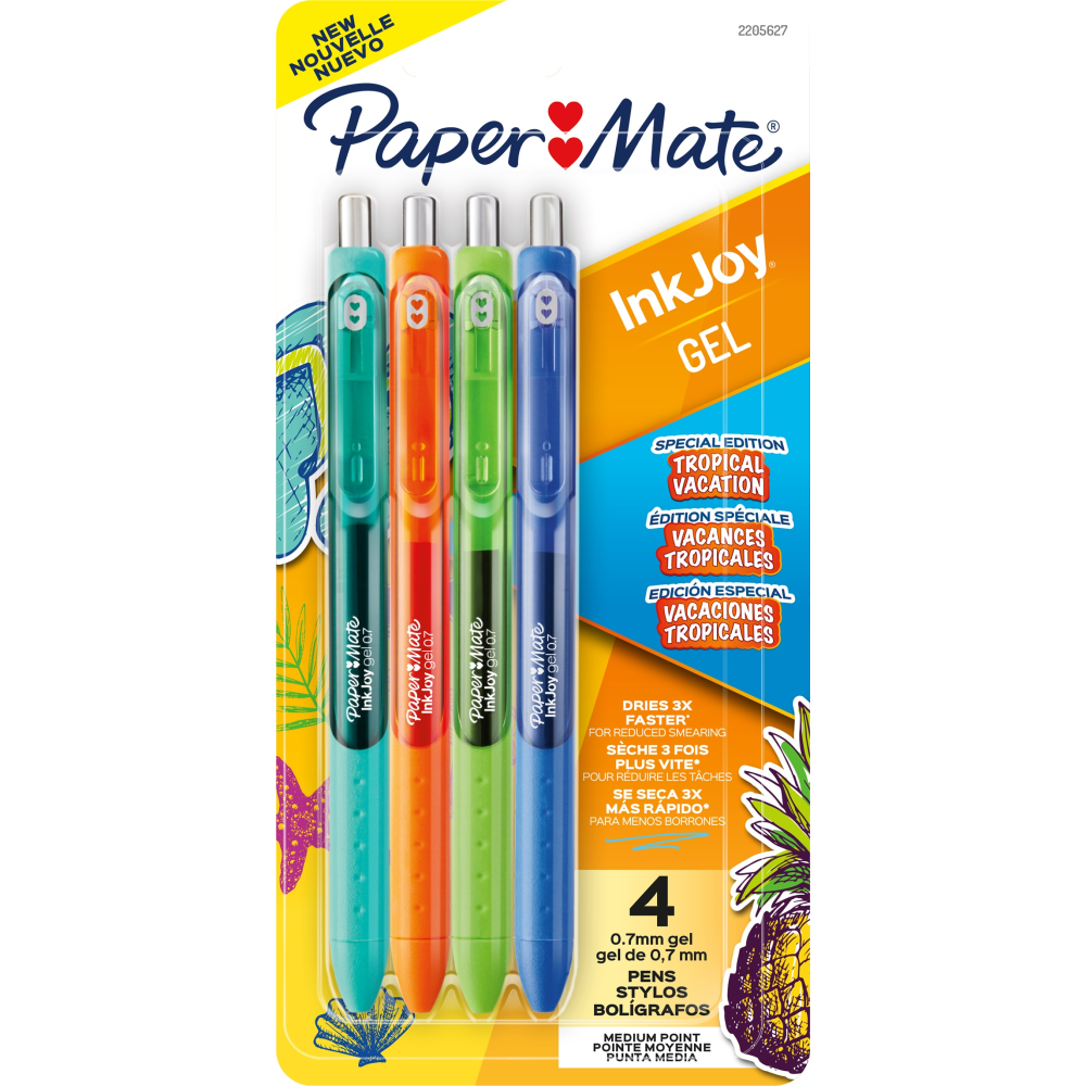 Paper Mate InkJoy Gel Pens, Medium Point, 0.7 mm, Assorted Tropical Vacation Colors, Pack Of 4 Pens MPN:2205627