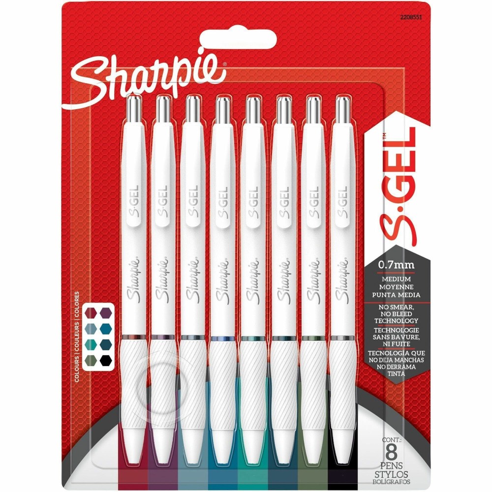 Sharpie S-Gel Pens - 0.7 mm Pen Point - Assorted Ink - Gel-based - 8 / Pack MPN:2208551