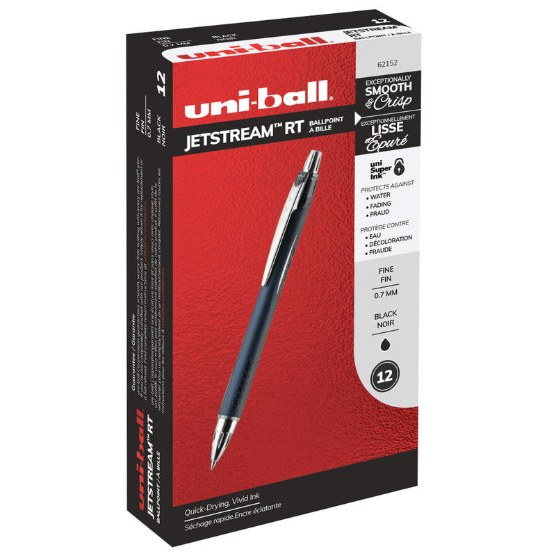 uniball JETSTREAM RT Ballpoint Pens, Fine Point (0.7mm), Black, 12 Count MPN:62152DZ