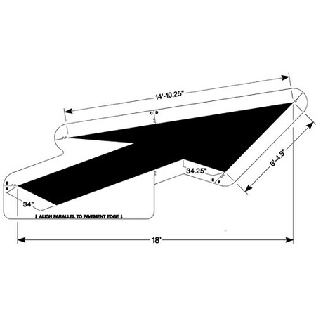 Stencil, Fed Drop Lane/Merge Arrow, 1/8