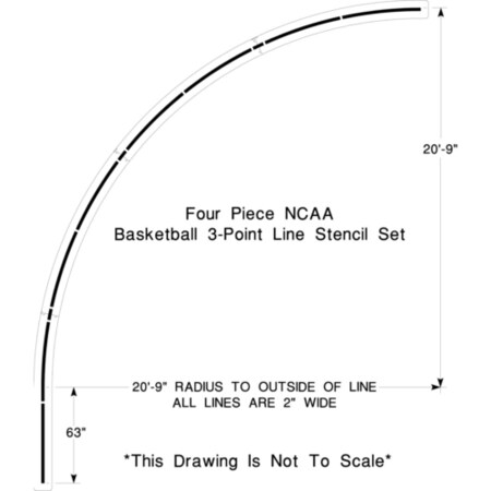 Stencil, NCAA, 3 pt. Line, 1/8