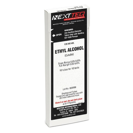 Detector Tube, For Ethyl Alcohol, PK10 MPN:NX148L