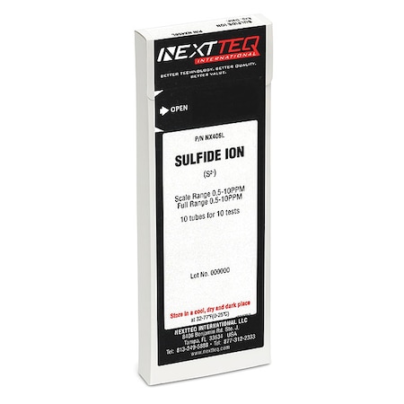 Detector Tube, For Sulfide Ion, Glass, PK10 MPN:NX406L