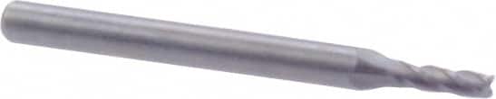 Square End Mill: 5/64'' Dia, 1/4'' LOC, 1/8'' Shank Dia, 1-1/2'' OAL, 4 Flutes, Solid Carbide MPN:17001475