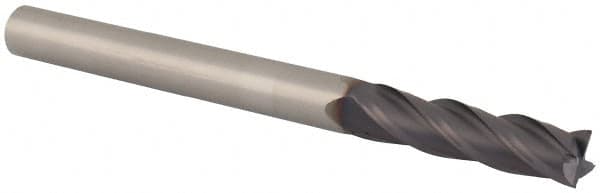 Square End Mill: 1/4'' Dia, 1'' LOC, 1/4'' Shank Dia, 3'' OAL, 4 Flutes, Solid Carbide MPN:17001611