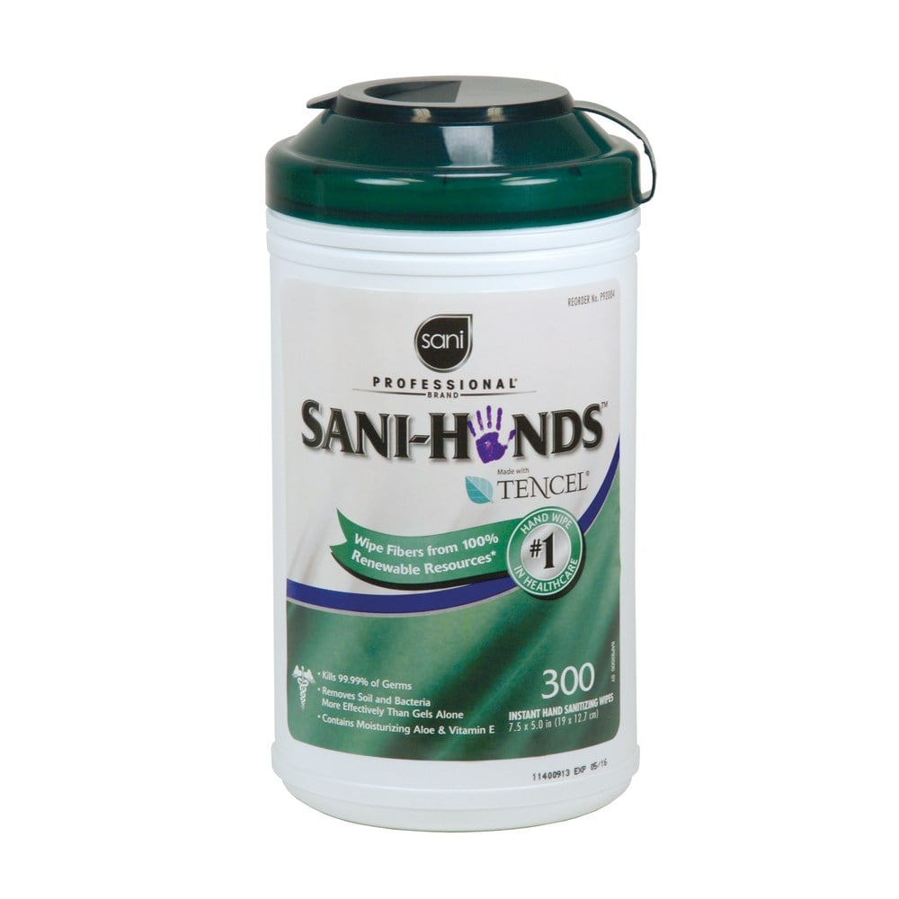 Sani-Hands Instant Hand Sanitizing Wipes - 7.50in x 5.50in - Dye-free, Fragrance-free, Alcohol Based, Eco-friendly - For Hand, Hospital, Office - 300 / Each (Min Order Qty 5) MPN:P92084EA