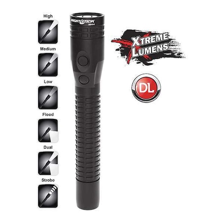 Black Led Rechargeable Handheld Flashlight, Lithium-Ion, 650/300/100lm MPN:NSR-9944XL