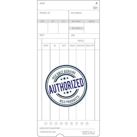 Replacement Time Cards, PK1000 MPN:4500PP10MB