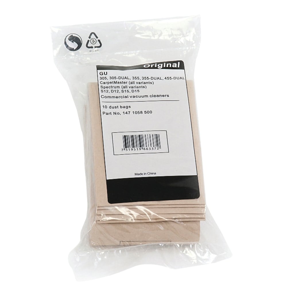 Clarke Dust Bag Kit With 2 Pre-Filters For Carpetmaster Vacuums, Pack Of 10 MPN:107413584