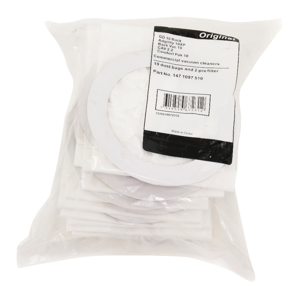 Clarke Dust Bags For Comfort Pak 10-Quart Backpack Vacuum, Pack Of 10 MPN:1471097510