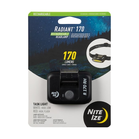 Rechargeable Headlamp, Black, 170 lumens MPN:R170RH-01-R7
