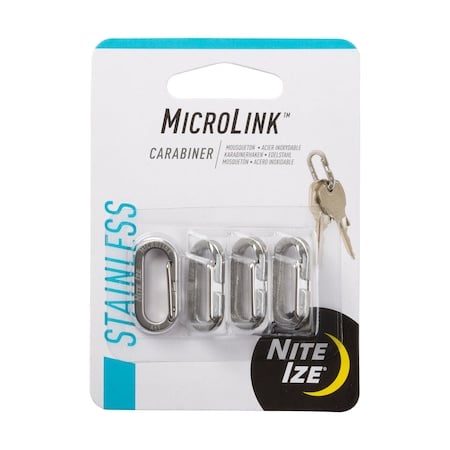 MICROLINK CARABINER - 4 PACK, Stainless Steel, Silver MPN:KL-11-4R3