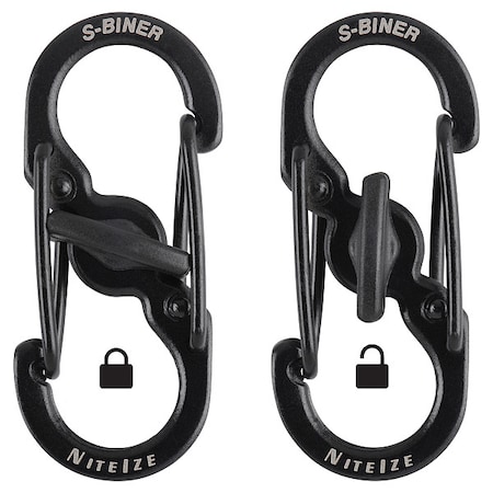 Double Carabiner, Twist Lock, Stainless Steel, Black MPN:LSBM-01-2R3