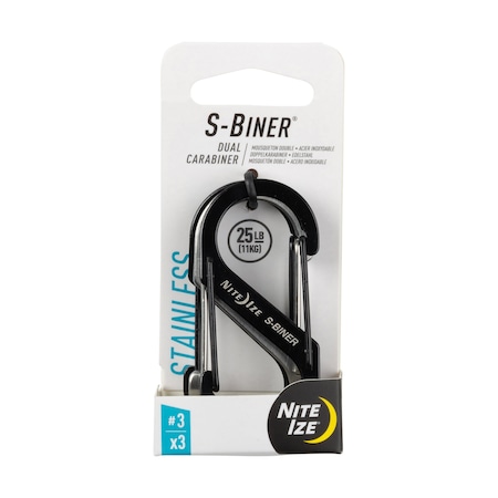 S-BINER STAINLESS STEEL DUAL CARABINER, Stainless Steel, Black/Silver MPN:SB3-A1-3R3