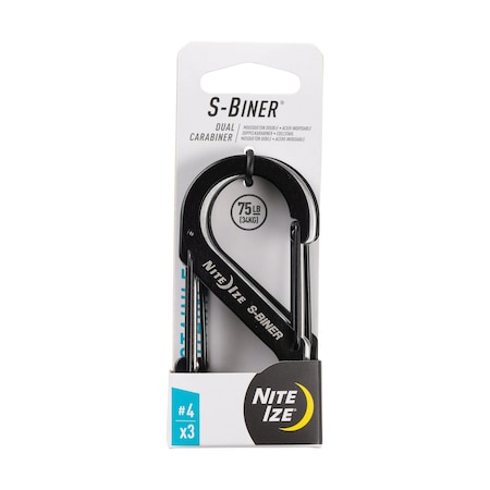 S-BINER STAINLESS STEEL DUAL CARABINER, Stainless Steel, Black MPN:SB4-A1-3R3
