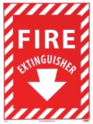 Fire Extinguisher, Pressure Sensitive Vinyl Fire Sign MPN:GL10P