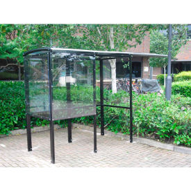 No Butts 4-Sided Smoking Shelter SR1551-BLK - Half Side Panels - 7'W x 3'6