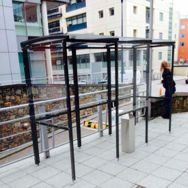 No Butts 4-Sided Smoking Shelter SR1552-BLK - Half Side Panels - 10'4
